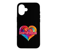 T-Shirt coloré avec prénom I Heart Love Dominique Coque pour iPhone 16