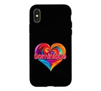 T-Shirt coloré avec prénom I Heart Love Dominique Coque pour iPhone X/XS