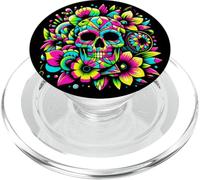 T-Shirt coloré en Forme de crâne - Jour psychédélique des Morts PopSockets PopGrip pour MagSafe