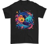 T-shirt coloré pour homme 100 % coton avec signe astrologique du zodiaque Poissons, Noir , XL