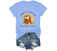 T-shirt « Coming Out of My Cave and I've Been Doing Just Fine », T-shirt Jésus pour femmes et hommes, Bleu (Carolina blue), 3XL