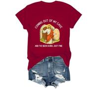 T-shirt « Coming Out of My Cave and I've Been Doing Just Fine », T-shirt Jésus pour femmes et hommes, bordeaux, XXL