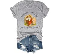 T-shirt « Coming Out of My Cave and I've Been Doing Just Fine », T-shirt Jésus pour femmes et hommes, gris, S
