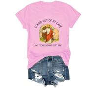 T-shirt « Coming Out of My Cave and I've Been Doing Just Fine », T-shirt Jésus pour femmes et hommes, rose, L