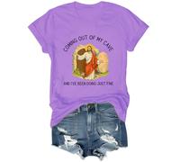 T-shirt « Coming Out of My Cave and I've Been Doing Just Fine », T-shirt Jésus pour femmes et hommes, violet clair, L