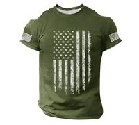 T-shirt commémoratif des 250 ans pour homme avec imprimé élégant pour des tenues décontractées à la mode, Vert armée., XL