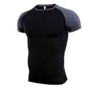 T-Shirt Compression Homme à Manches Courtes Serré Tee Shirt de Sport Col Rond Respirant et Léger Tops de Musculation pour Fitness Jogging à Séchage Rapide