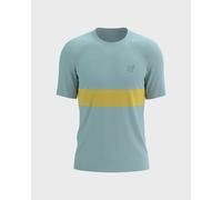 T-shirt Compressport Performance manches courtes bleu ciel jaune or - L