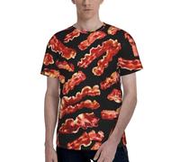 T-shirt confortable à col rond imprimé bacon pour homme, pour un usage quotidien et des occasions spéciales, Noir , S