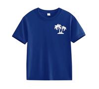 T-shirt confortable et respirant en noix de coco pour homme et fille, bleu, 10-11Years