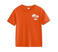 T-shirt confortable et respirant en noix de coco pour homme et fille, Orange, 12-13 ans