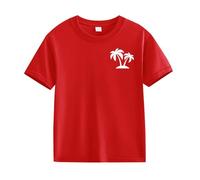 T-shirt confortable et respirant en noix de coco pour homme et fille, Rouge pastèque, 8-9 ans