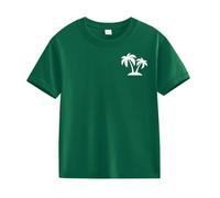 T-shirt confortable et respirant en noix de coco pour homme et fille, vert, 12-13 ans