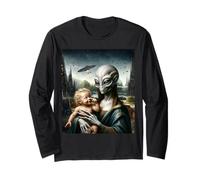 T-Shirt Contact Extraterrestre Alien Tenant Un bébé Humain OVNI Manche Longue