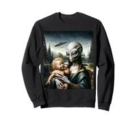 T-Shirt Contact Extraterrestre Alien Tenant Un bébé Humain OVNI Sweatshirt
