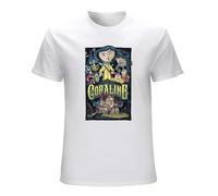 T-Shirt Coraline & The Secret Door Men T Shirts Coraline Secret Door Mens Horror Fantasy Animation Movie Tops Tees Custom White XXL