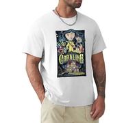 T-Shirt Coraline & The Secret Door Men T Shirts Coraline Secret Door Mens Horror Fantasy Animation Movie Tops Tees Custom White L
