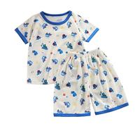 T-shirt Costumes Printemps et Manches Courtes Shorts Vêtements Filles Manches Courtes Costumes Minces Vêtements Enfants Frères et Sœurs Robes Filles, Blanc., 3-4 ans