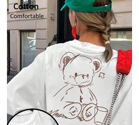 T-shirt côtelé 100% coton unisexe, imprimé animal de bande dessinée, style sport casual, doux et confortable, convient pour le printemps/été et toutes les saisons, Top à manches courtes unisexe L,M,S,