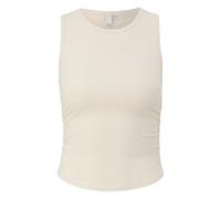 T-shirt côtelé avec fronces sur le côté femme QS Beige M