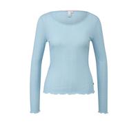 T-shirt cÃŽtelÃ© lÃ©gÃšrement transparent femme QS Bleu S