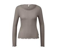 T-shirt côtelé légèrement transparent femme QS Marron M