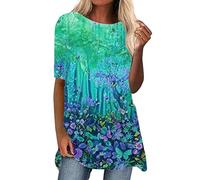 T-Shirt Côtelé pour Femme Haut élégant à Manches Courtes et col V Tshirt Basique Coupe Ajustée Extensible Décontracté Été Robe Tee Shirt Rencontres Shopping Travail L'école Vacances Fêtes, 5XL