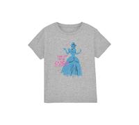 T-shirt coton cendrillon turn up your magic gris chiné 12/13A