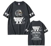 T-Shirt Coton Col Rond Pullover Sweatshirt Rapper Chris Brown Breezy XX Tour 2025 Hip-hop Oversized Street Unisex Tees D'été À Manches Courtes XS-3XL-Red||3X_l