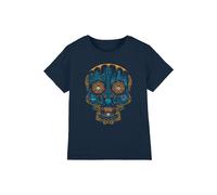 T-shirt coton day of the dead bleu marine 3/4A