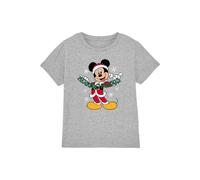 T-shirt coton Noel disney merry christmas gris chiné 3/4A