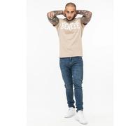 BENLEE T-shirt pour homme Coupe normale Logo, Sable/blanc, S