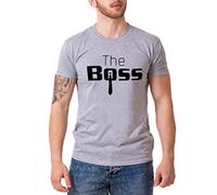 T-Shirt Couple Imprimé Boss Real Boss Partnerlook Couple T-Shirt Manches Courte comme des Cadeaux de Couple T Chemise King Queen T- Shirt 1 Pièce (Gris-Man, L)