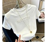 T-shirt court à col rond pour femmes, processus d'impression en mousse, T-shirt de couleur unie pour femmes, convient pour les rendez-vous, les sports et autres occasions, dernier T-shirt, T-shirt à m