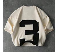T-shirt court à manches courtes, à la mode et jeune, en maille texturée douce comme un nuage, coupe oversize, col rond, style streetwear, ambiance décontractée et luxueuse, inspiration vintage, montag