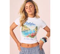 T-shirt court à manches courtes en coton avec imprimé graphique "Portofino La Dolce Vita", destination de voyage scénique de la côte italienne pour l'été L,M,S,XL,XS,XXL,XXS,XXXL,XXXXLTropicalTissu tr