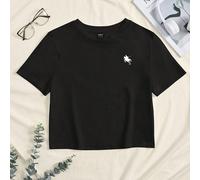 T-shirt court et décontracté pour femmes, col ras-du-cou, manches courtes, coupe ajustée, motif cheval, convient pour le printemps et l'automne L,M,S,XL,XS,XXL,XXS,XXXL,XXXXLAnimal,Blocs de couleur,Le