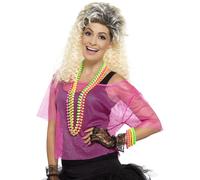 T-Shirt Court Résille Rose Années 80 Femme - Taille: S / M Rose