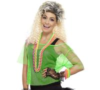 T-Shirt Court Résille Vert Années 80 Femme M / L Vert