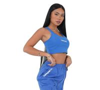 T-shirt crop top femme Sixth June Basic Printed Logo Bleu S