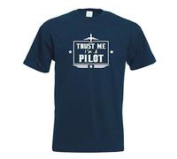 T-Shirt - Croyez-Moi, dans Un Avion Pilote - Bleu Marine - L - imprimé avec Motif - été - Chemise Amusante - Sport - Loisirs