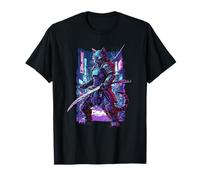 T-Shirt Cyberpunk Japonais Samurai Mecha Cat T-Shirt