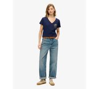 T-shirt dÃ©contractÃ© Ã col V femme Superdry Suika Metallic Bleu M