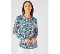 T Shirt - Damart - Tee-shirt avec jeux de plis et de jours échelle - Vert Petites Fleurs 54/56