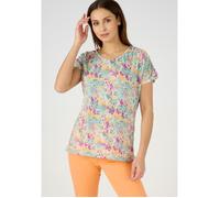 T Shirt - Damart - Tee-shirt résille imprimé fleurs - Vert Fleuri 38/40