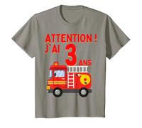 T-Shirt d'anniversaire garçon 3 Ans Attention J'Ai 3 Ans T-Shirt, Enfant, Ardoise, 3 Ans
