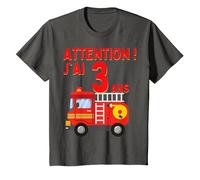 T-Shirt d'anniversaire garçon 3 Ans Attention J'Ai 3 Ans T-Shirt, Enfant, Asphalte, 4 Ans