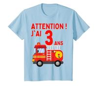 T-Shirt d'anniversaire garçon 3 Ans Attention J'Ai 3 Ans T-Shirt, Enfant, Bleu Céleste, 10 Ans