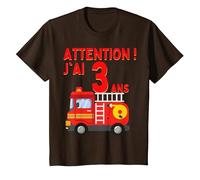 T-Shirt d'anniversaire garçon 3 Ans Attention J'Ai 3 Ans T-Shirt, Enfant, Marron, 2 Ans