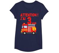 T-Shirt d'anniversaire garçon 3 Ans Attention J'Ai 3 Ans T-Shirt, Fille, Bleu Marine, L